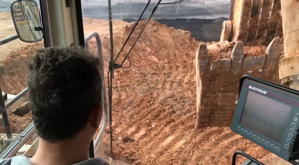 Inside the cabin of Caterpillar 6040 Excavator