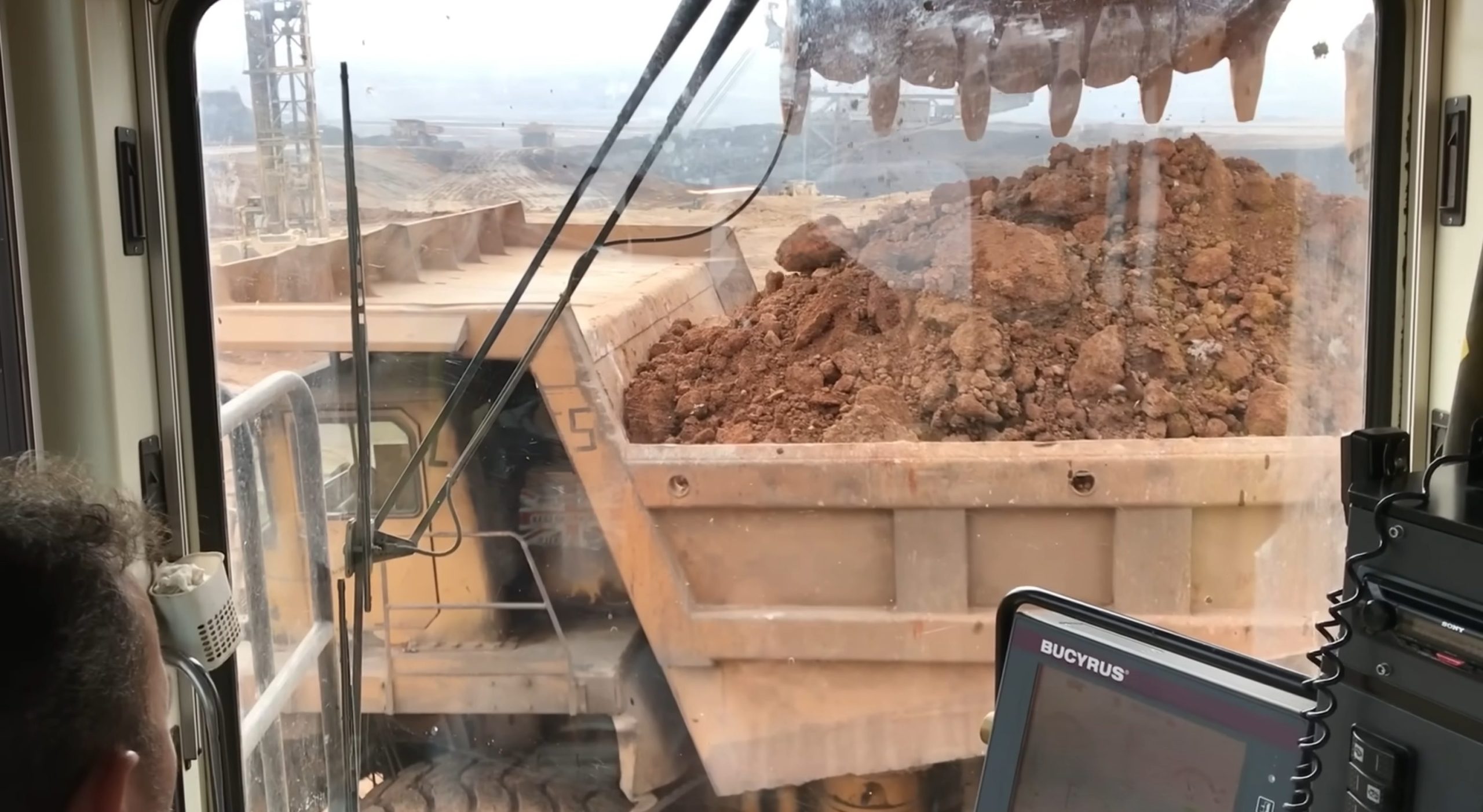 Inside the cabin of Caterpillar 6040 Excavator