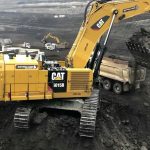 Excavator loading coal on truck